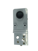 Back connection face of Masoneilan Type 4611 positioner featuring pneumatic ports, signal inlet, and shaft opening.