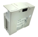 Isometric view of Mitsubishi FX2N-16EYT-ESS-UL showing side label and rating specs