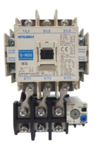 Front view of Mitsubishi S-N50 3-pole magnetic contactor with TH-N60 thermal relay