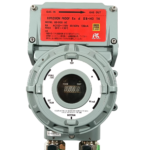 Riken Keiki GD-D58-AC suction type flameproof gas detector head front view with LED indicators