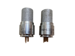 Two Riken Keiki gas sensors, including models HW-6214 and HW-6211(P), featuring a porous metal top and golden connector pins, set against a black background.