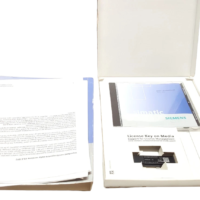 Unboxed Siemens 6ES7810-5CC11-0YA7 software kit with DVD, manual, and license USB