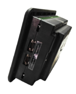 Side view of Woodward EASYGEN 3200-5 controller featuring DB9 CAN bus 1 and CAN bus 2 communication ports for engine load sharing.