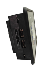 Side connection profile of Woodward EASYGEN 3200-5 generator controller showing RS-232 and RS-485 serial communication interfaces.