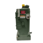Side view of green Woodward UG-Actuator B8251-762 engine governor featuring sight glass and fuel indicator dial.