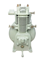 Front view of Yanmar KSC3 high-pressure marine air compressor with cylinder cooling fins and relief valves.