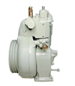 Right side profile of Yanmar KSC3 two-stage air compressor with belt pulley and valves.