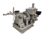 Kaji YD2A-0.75 marine reciprocating air compressor head mounted on skid frame