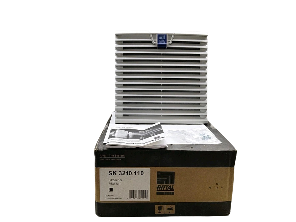 ebm-papst K2S165-AA35-161 Rittal SK 3240.110 Filter Fan with ebm-papst K2S165-AA35-16 115V Blower and Packaging