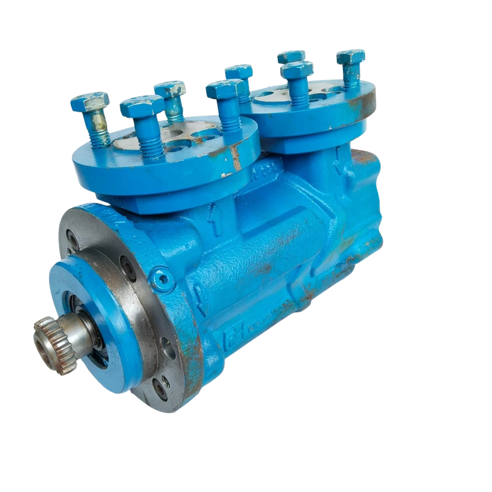 ALLWEILER AFI10R46D19USW226 Pump2 ALLWEILER AFI10R46 screw pump side angle view showing cast blue casing and dual flanged ports