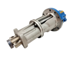 Front-angle view of internal silver-grey screw mechanism within the Allweiler SNH pump body.