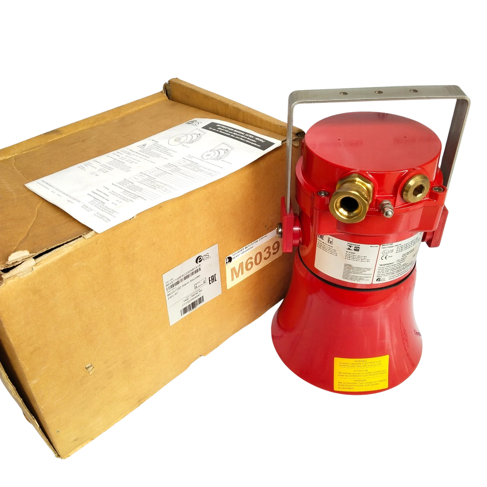 E2S BExS110D 230V AC Flameproof Alarm Sounder1 E2S BExS110D 230V AC flameproof alarm sounder with original packaging and manual