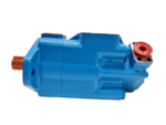 Side view of Eaton Vickers 3520VQ cast iron double vane pump housing and flange ports