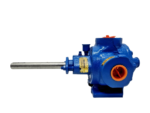 Side port view of Gorman-Rupp RGS1D69-B gear pump with suction label and orange shipping plug
