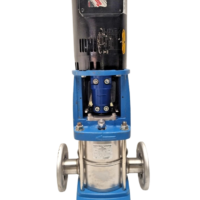 Front view of Goulds 10SV2FE4F50 e-SV vertical multistage pump with Baldor motor