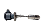 Hanla FMS-1H-WS marine float level switch on black background showing IP56 weatherproof terminal housing