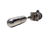 Hanla FMS-1H-WS stainless steel float assembly and 4-hole square flange process connection viewed from front