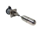 Isometric view of Hanla FMS-1H-WS horizontal magnetic float level switch and pivot hinge mechanism