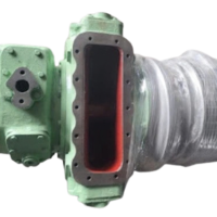 IHI BBC VTR 161-2 turbocharger top view showing rectangular exhaust outlet flange and wrapped silencer