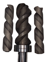 Close-up of IMO ACG 045N7 NTBP screw pump precision machined power rotor and idler screw elements.