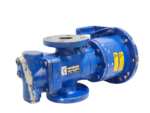IMO ACP 045K7 NVBP triple screw pump profile view highlighting the type designation data plate and mounting flanges.