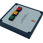 Kongsberg marine Operator Fitness Alarm System start panel showing console bezel and push buttons.