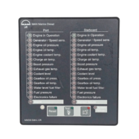 MAN MMDS D08-L CR marine diesel dual engine warning display front panel showing port and starboard alarm indicators