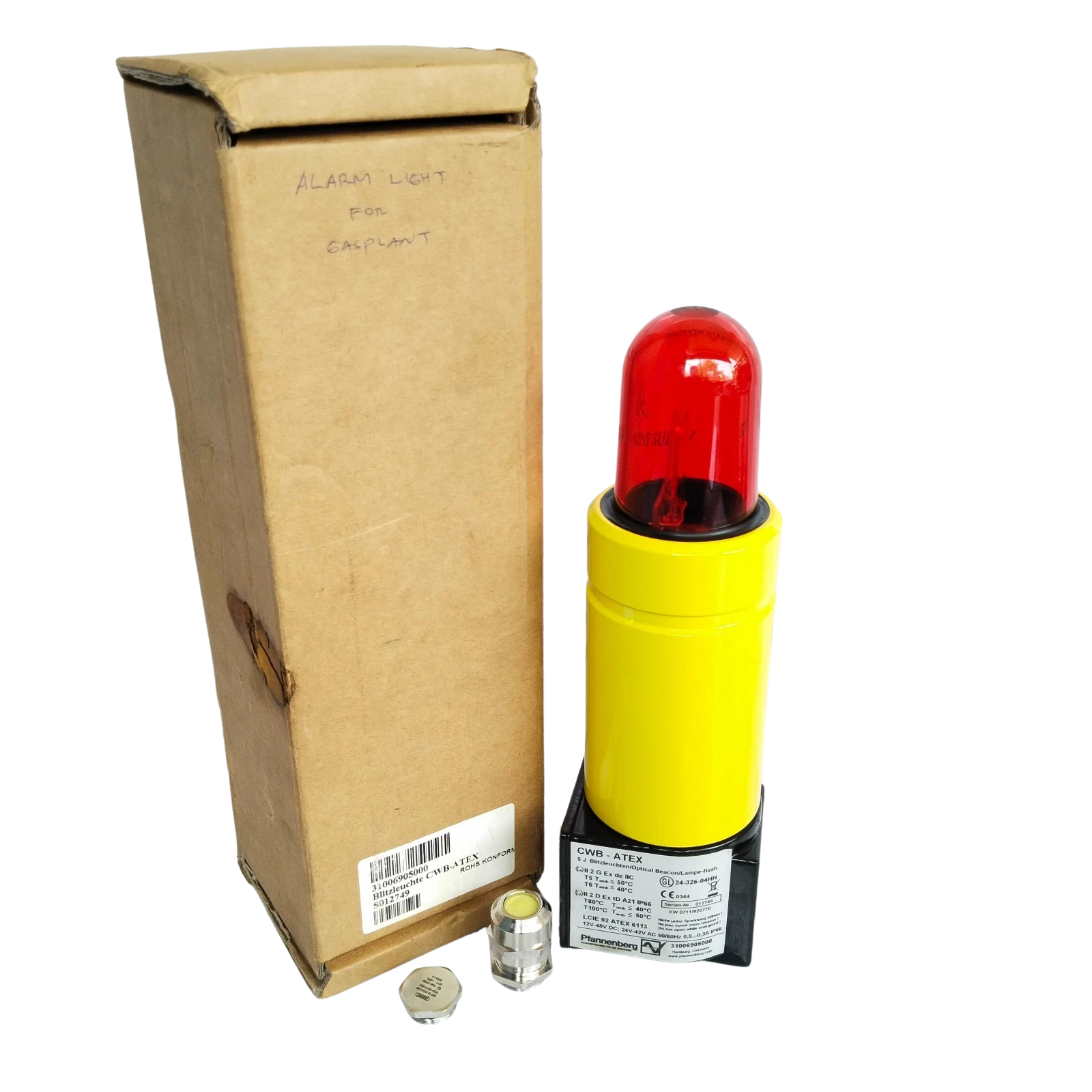 Pfannenberg CWB-ATEX 310069050001 Pfannenberg CWB-ATEX 31006905000 5J red strobe beacon with factory box and cable gland