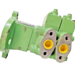 Rickmeier R2-2.75 tandem hydraulic pump showing dual suction discharge ports