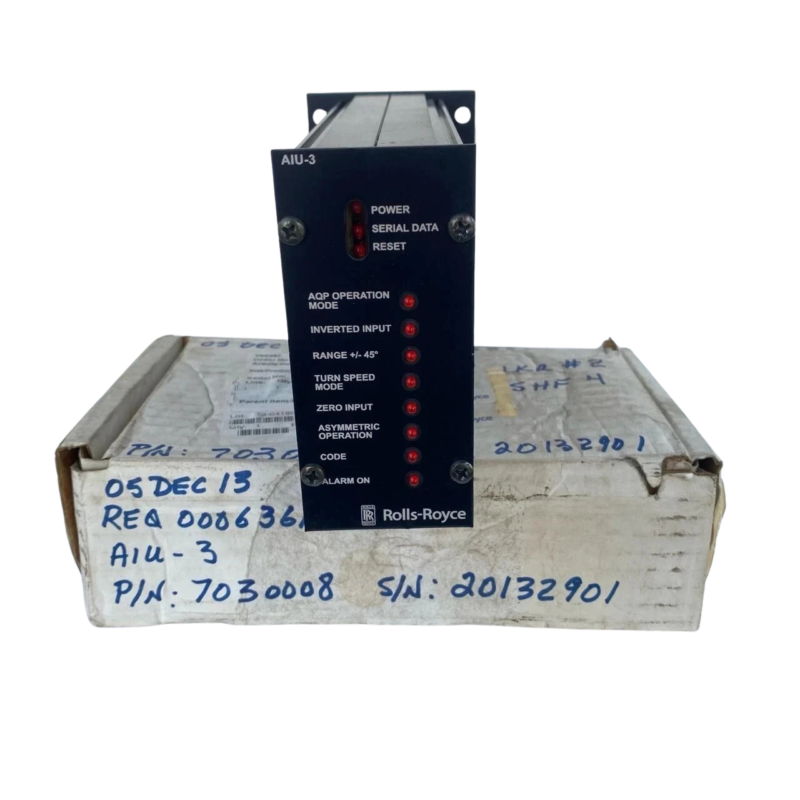 Rolls-Royce AIU-3 Marine Controller Module with Packaging Rolls-Royce AIU-3 analog interface unit P/N 7030008 in original shipping box
