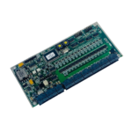 Angled perspective of Rolls Royce RRDIO15 digital I/O circuit board with terminal blocks