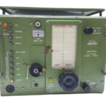 Front panel of Sailor Type T124 marine transmitter by S.P. Radio Aalborg showing controls and 2182 kHz distress window