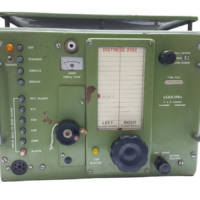Front panel of Sailor Type T124 marine transmitter by S.P. Radio Aalborg showing controls and 2182 kHz distress window