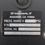 3D Instruments LP nameplate showing MPN 25567-32B21CGV-LCV1 and 2000 PSI range