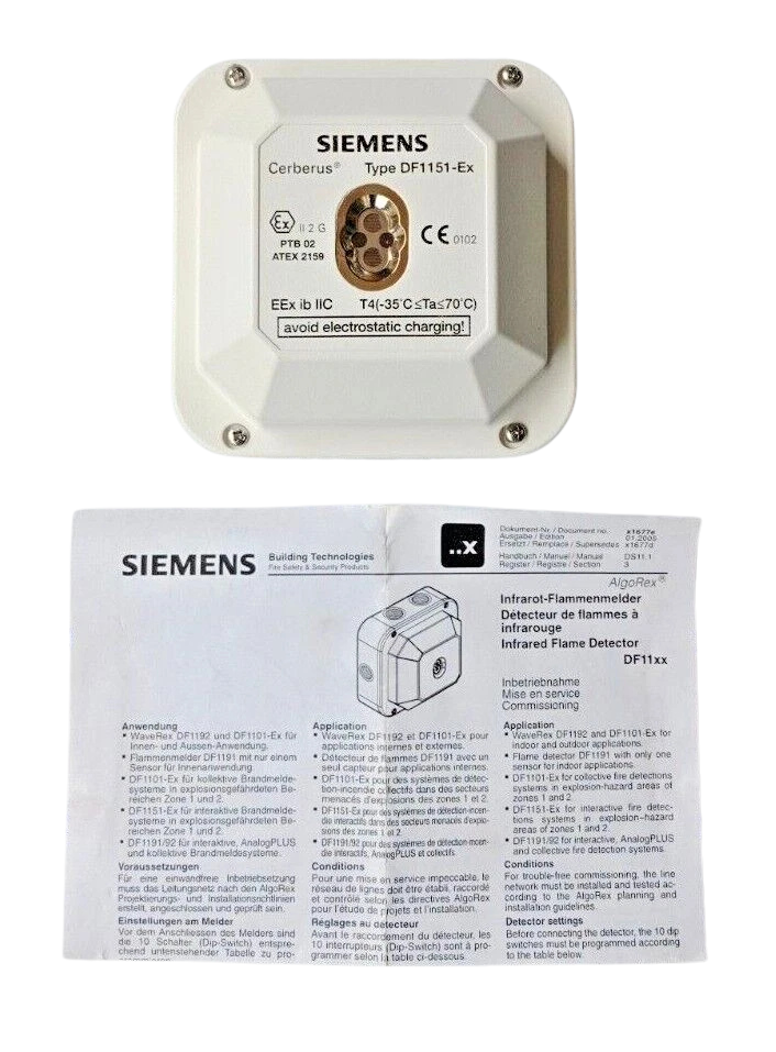 Siemens DF1151-Ex3 Siemens DF1151-Ex flame detector with AlgoRex installation guide