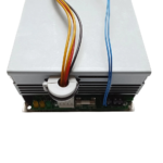 Top-down terminal view of Tyco PS-136 PSU showing 250VAC fuse, LED status indicators, and DC leads