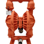 Front view of Wilden T8 aluminium double diaphragm pump showing clamped design and suction port