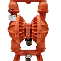Front view of Wilden T8 aluminium double diaphragm pump showing clamped design and suction port
