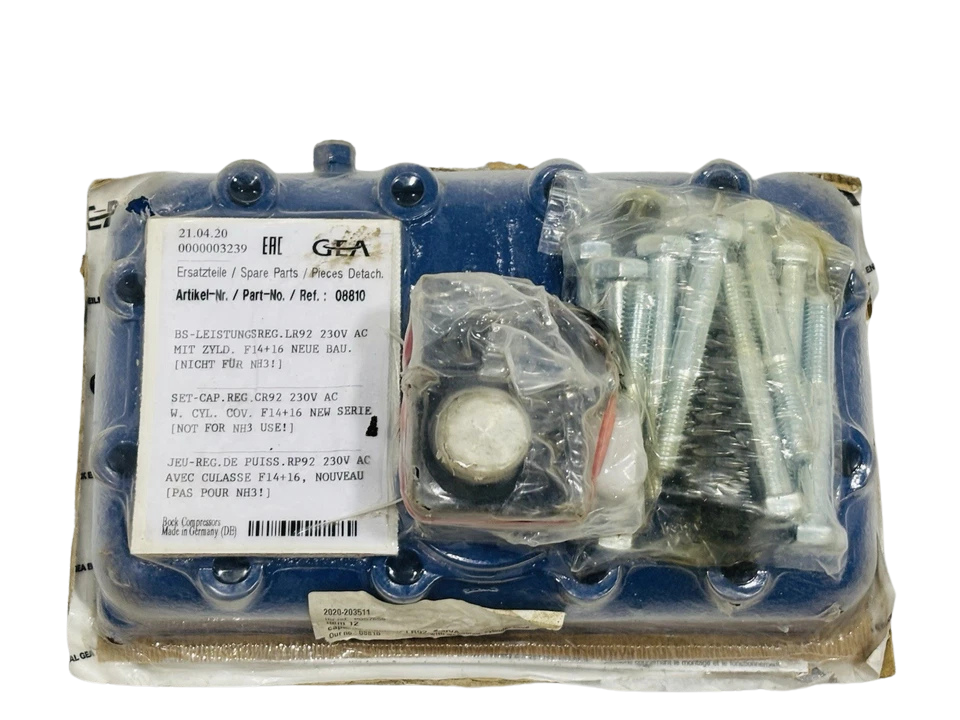 Bock 08810 Cylinder Head Bock GEA 08810 cylinder head with set capacity regulator CR92 230V AC for F14 F16