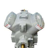 Overhead angle of Carrier Carlyle 5H46-149 open reciprocating compressor cylinder heads and drive end