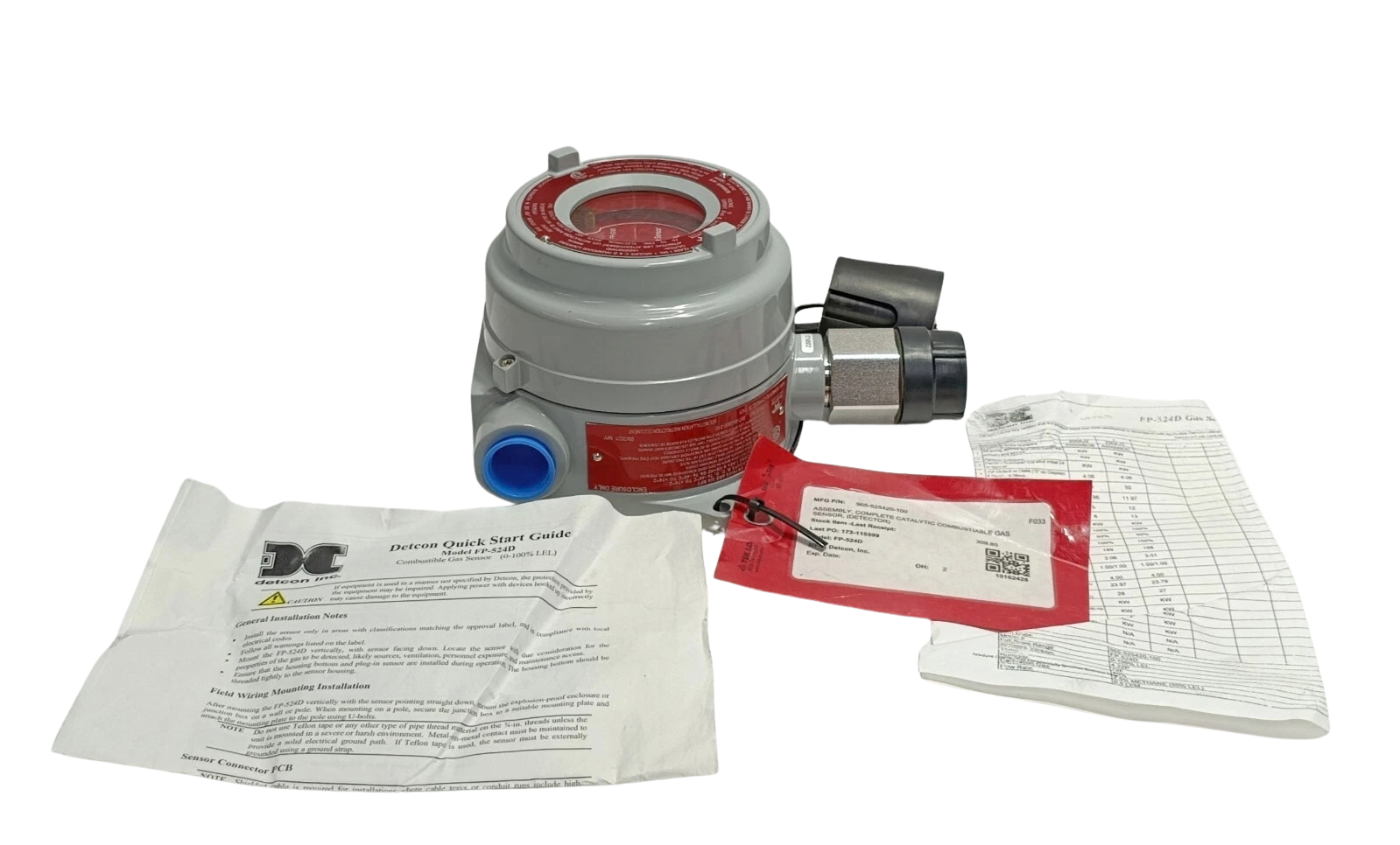 Detcon FP-524D LEL Gas Sensor Detcon FP-524D LEL gas sensor assembly 965-525420-100 with factory manual and test report