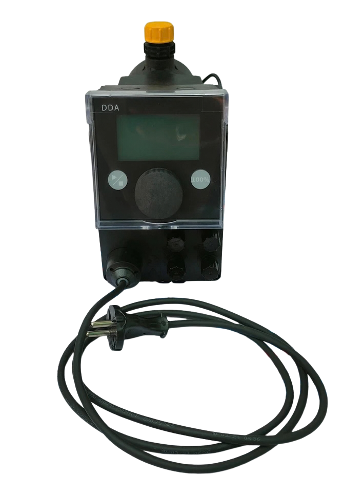 Grundfos DDA 7.5-16 FCM dosing pump7 Front digital control display cube and jog wheel interface of Grundfos DDA 7.5-16 FCM pump