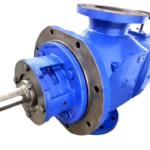 IMO ACF 100K4 NVBO triple screw pump showing drive shaft, mounting flange, and suction port