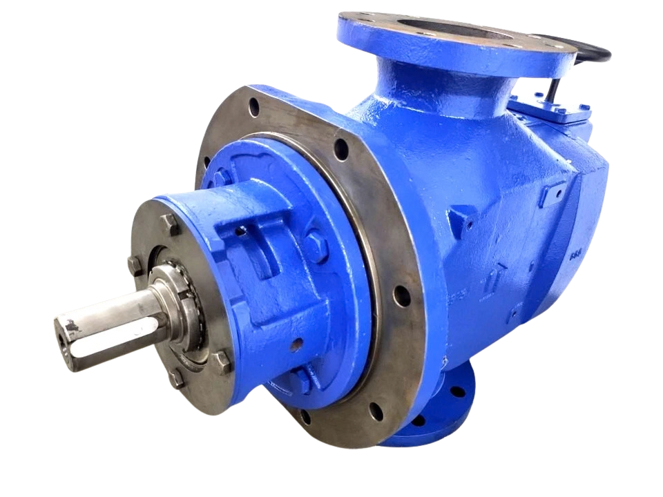 IMO ACF 100K4 NVBO Triple Screw Pump IMO ACF 100K4 NVBO triple screw pump showing drive shaft, mounting flange, and suction port