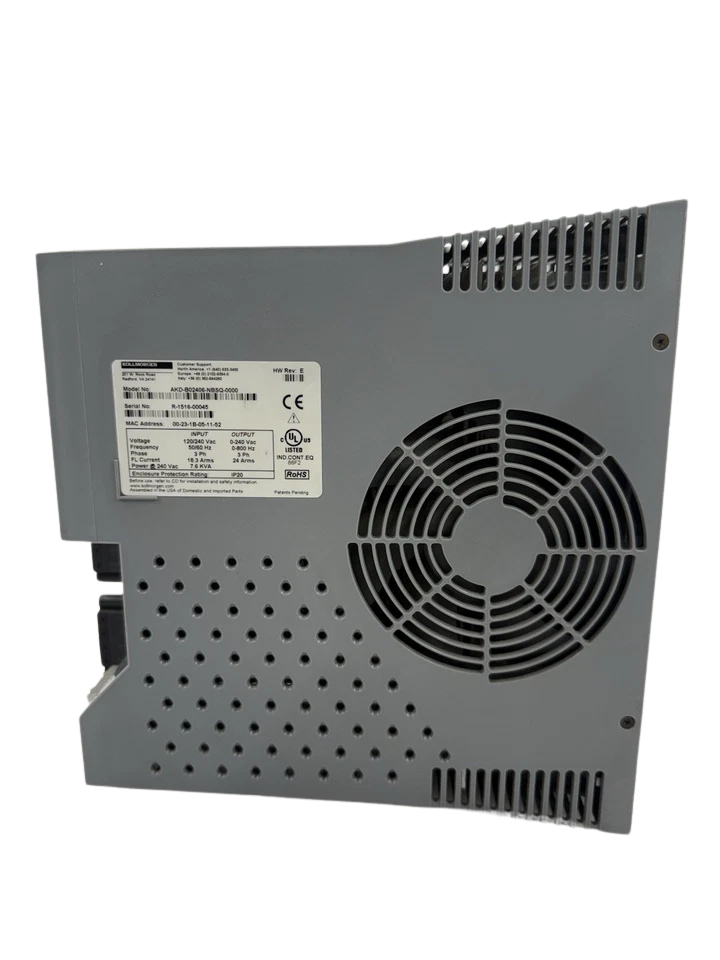 Kollmorgen AKD-B02406-NBSQ-0000 Kollmorgen AKD-B02406-NBSQ-0000 servo drive side panel cooling fan and technical specifications label