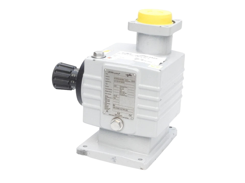 LEWA ecoflow INJ-LDC1 diaphragm dosing pump LEWA ecoflow INJ-LDC1 chemical dosing pump drive unit showing stroke control knob