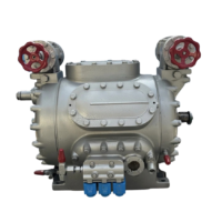 Sabroe CMO 26 marine reciprocating compressor front view with solenoid valves and service handwheels
